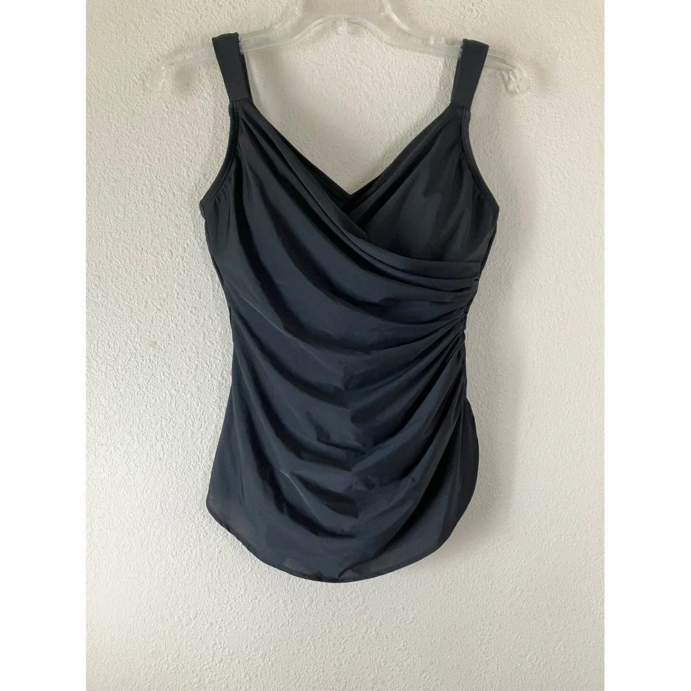LANDS' END SlenderSuit One Piece Swimsuit 6P NEW Skirted Low Leg UPF Black Beach